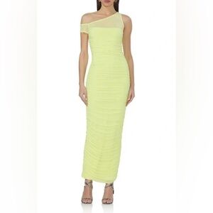 AFRM Off-Shoulder Asymmetrical Yellow Maxi Dress